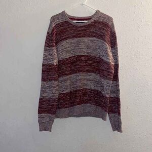 Women's Striped Crew Neck Sweater - Red and Gray